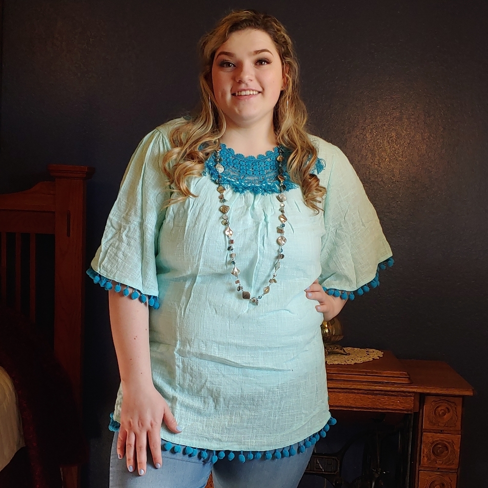 VELZERA Boho Short Sleeve Tassel Tunic